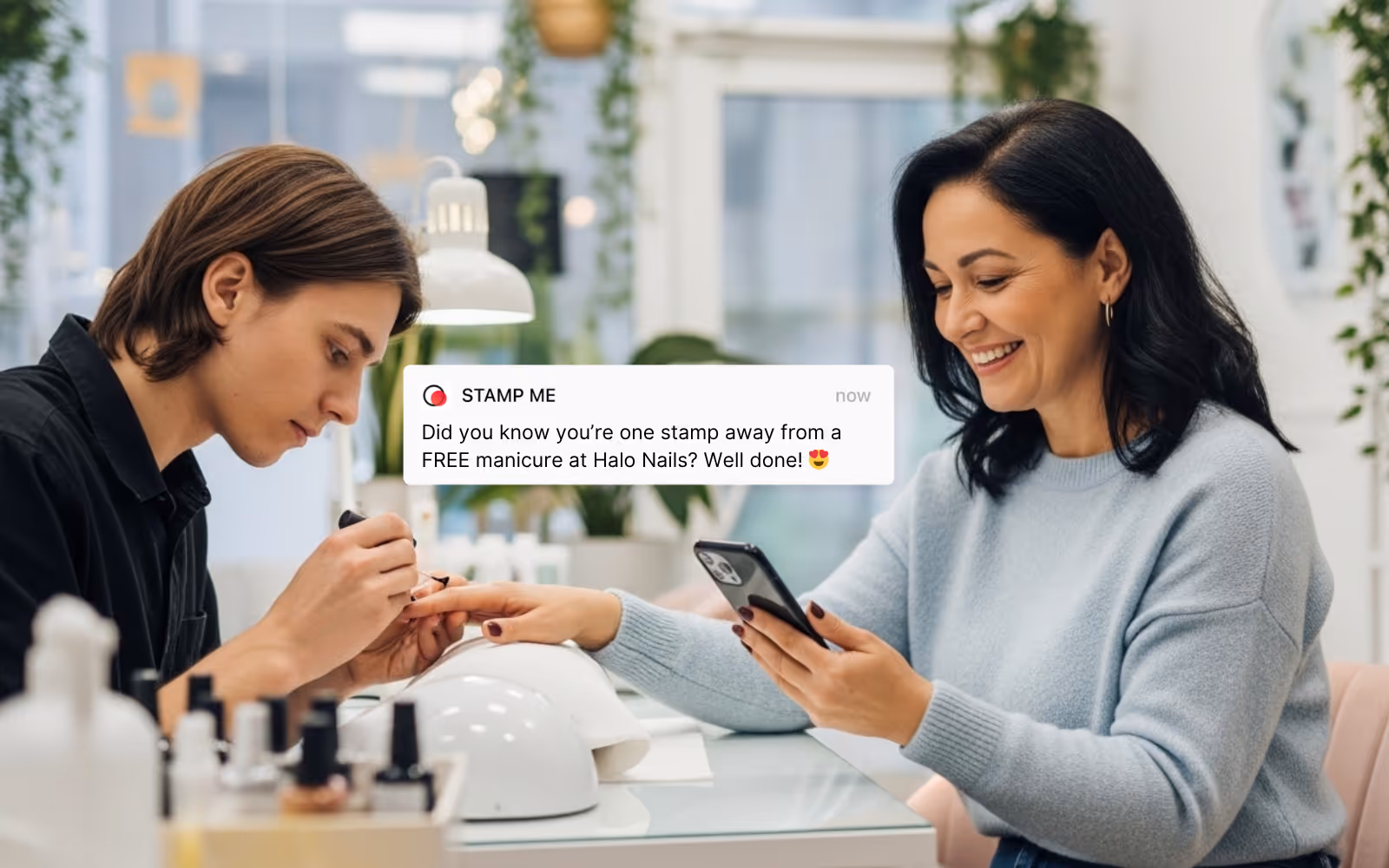 Push notification from loyalty app reminding customer they’re close to a reward.